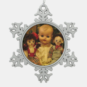 Mum & Twins Snowflake Pewter Christmas Ornament