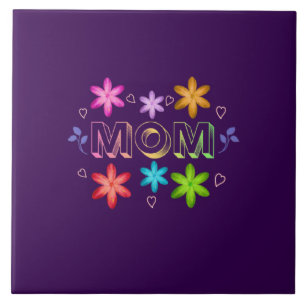 Mum Typography Design, Cute Mother Quote Text Art, Ceramic Tile