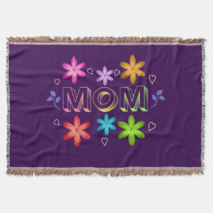 Mum Typography Design, Cute Mother Quote Text Art, Throw Blanket