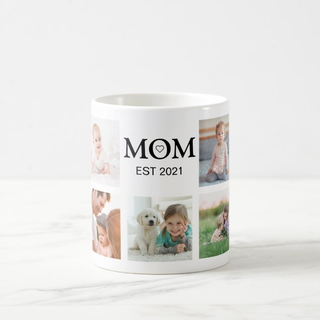 Mum Typography Family Photo Collage Coffee Mug (Center)