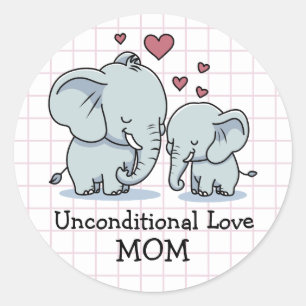 Mum Unconditional Love Elephants Classic Round Sticker