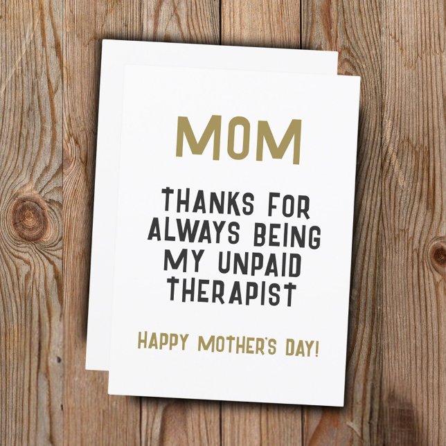 Mum Unpaid Therapist Funny Humour Mother's Day Card (Creator Uploaded)