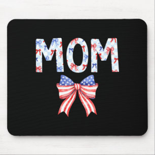 Mum US Flag Bow Birthday 4th of July Family Party Mouse Pad