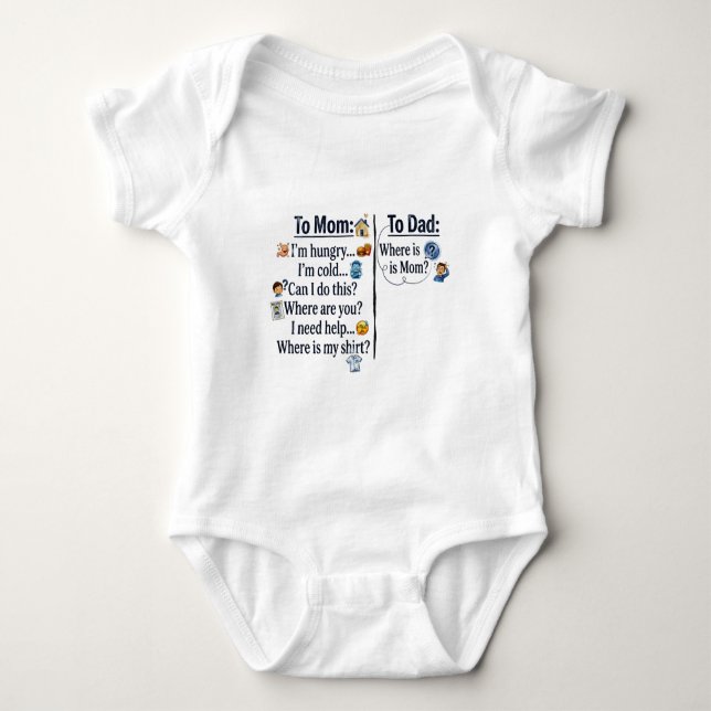 Mum vs Dad Parenting Comparison Baby Bodysuit (Front)