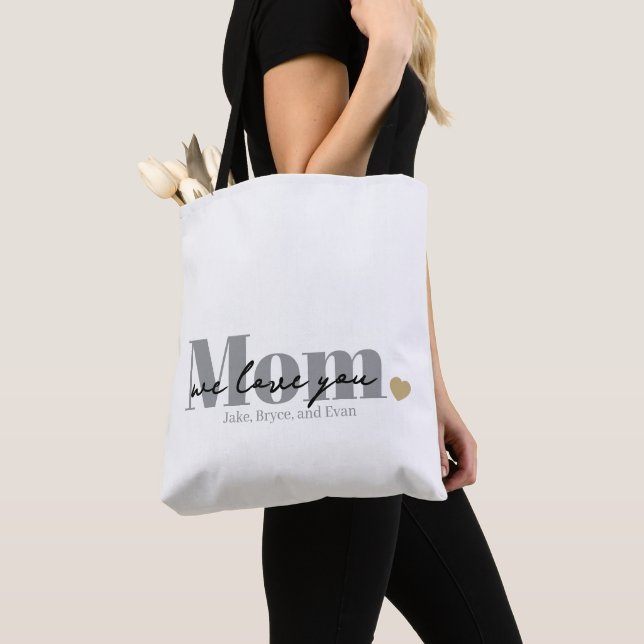 Mum We Love You Black Script Tote Bag (Close Up)