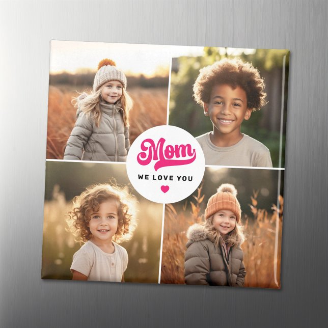 Mum we love you hearts mothers day photo magnet (Mom we love you hearts mothers day photo magnet)