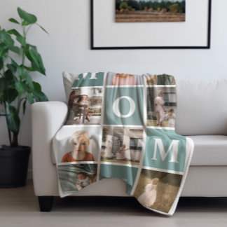 Mum We Love You | Modern 8 Photo Colour Block Fleece Blanket