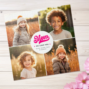 Mum we love you photo hearts names mothers day jigsaw puzzle