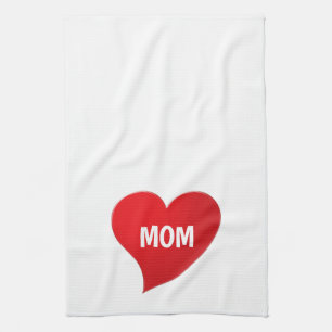 Mum white red heart cute modern graphic chic tea towel