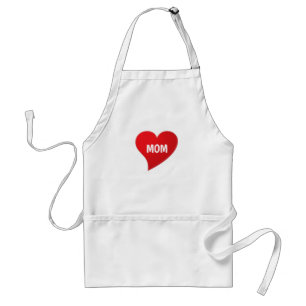 Mum white red heart modern cute elegant chic  standard apron