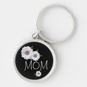 Mum White Zinnias Mothers Day Key Chain