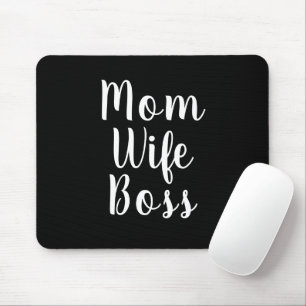 Mum Wife Boss black white custom script cute Mouse Pad