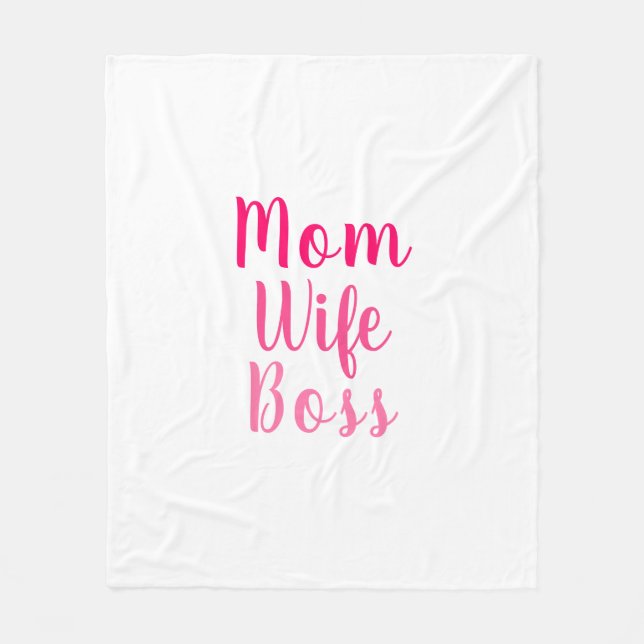 Mum wife boss gradient pink custom script cute fleece blanket (Front)
