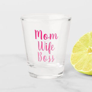 Mum wife boss gradient pink custom script cute shot glass