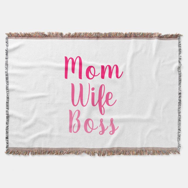 Mum wife boss gradient pink custom script cute throw blanket (Front)