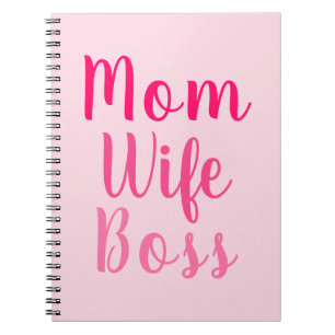 Mum wife boss gradient pink custom script stylish notebook