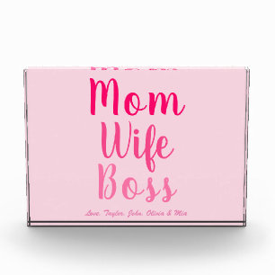 Mum wife boss gradient pink custom script stylish photo block
