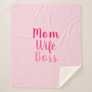 Mum wife boss gradient pink custom script stylish sherpa blanket