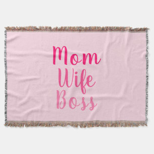 Mum wife boss gradient pink custom script stylish throw blanket
