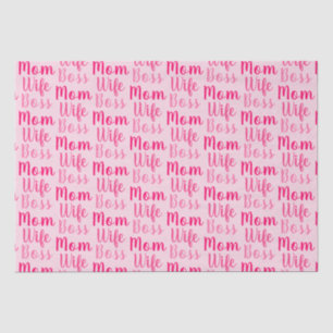Mum wife boss light pink custom script cute modern tissue paper