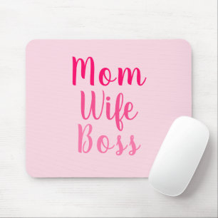 Mum Wife Boss pink custom script stylish chic Mouse Pad