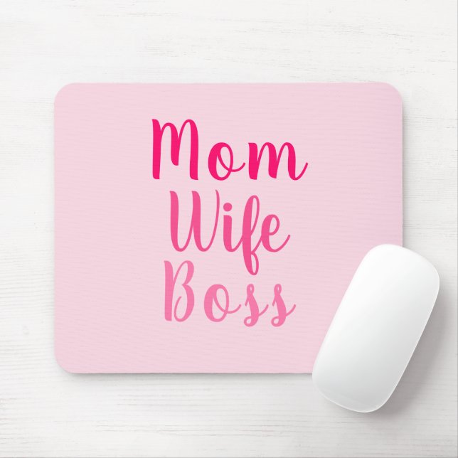 Mum Wife Boss pink custom script stylish chic Mouse Pad (With Mouse)