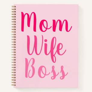 Mum wife boss pink custom script stylish recipe notebook