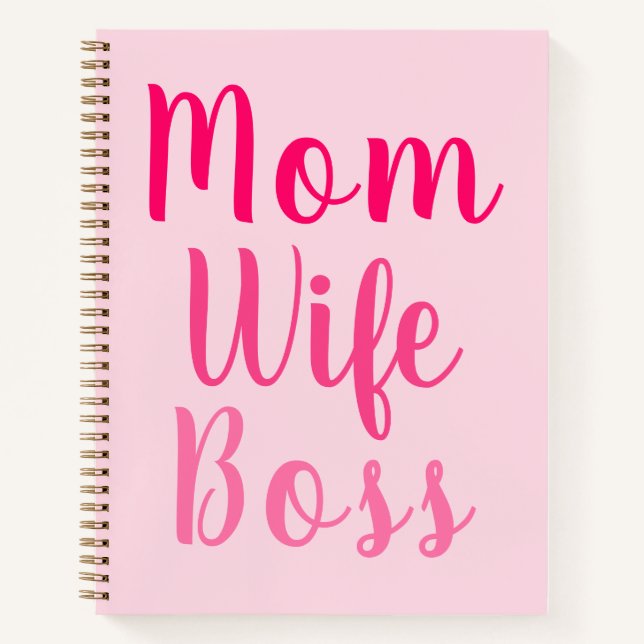 Mum wife boss pink custom script stylish recipe notebook (Front)