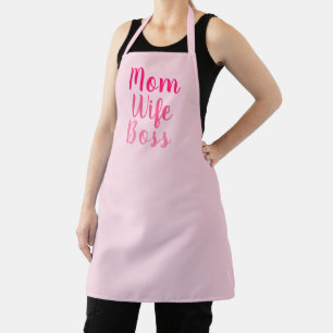 Mum wife boss pink gradient custom script stylish apron