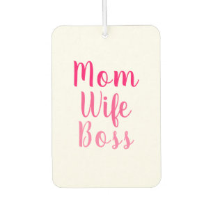 Mum wife boss pink white custom script stylish car air freshener