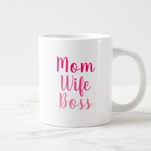 Mum wife boss pink white custom script stylish large coffee mug