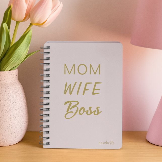 Mum Wife Boss Quote l Blush Pink & Gold Script Planner (Creator Uploaded)