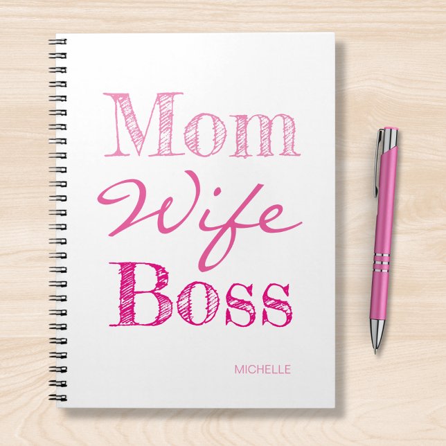 Mum Wife Boss Typography Add You Name Notebook (Creator Uploaded)