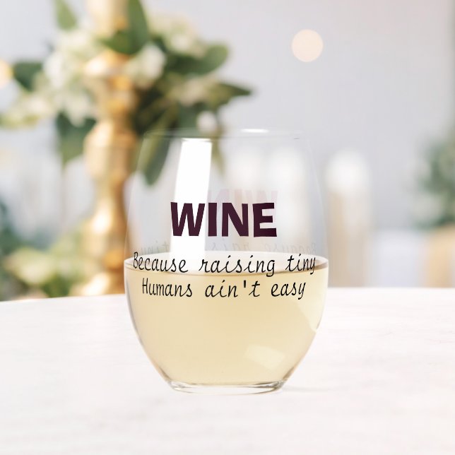 Mum wine lover funny saying mother's day 2024 stemless wine glass (Insitu (Wedding))