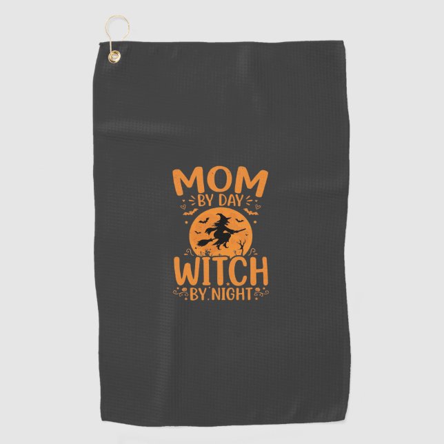 Mum Witch Halloween Design Golf Towel (Front)