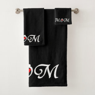 Mum with a Red Heart Bath Towel Set