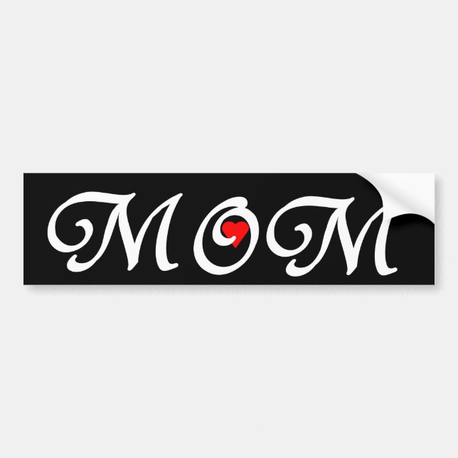 Mum with a red heart bumper sticker (Front)