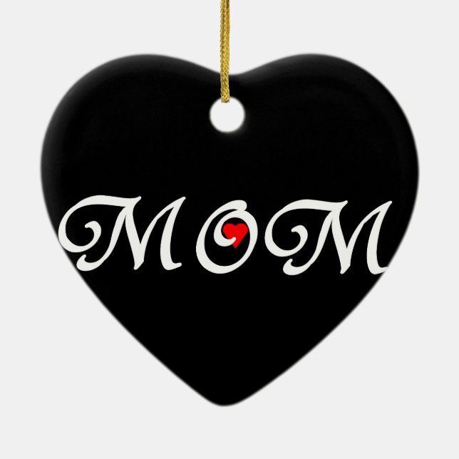 Mum with a red heart ceramic ornament (Back)