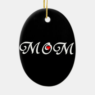 Mum with a red heart ceramic tree decoration
