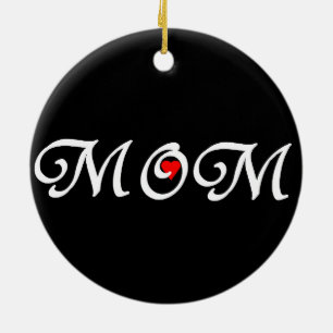 Mum with a red heart ceramic tree decoration