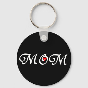 Mum with a red heart key ring