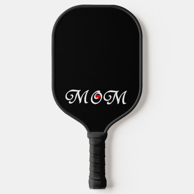 Mum with a Red Heart Pickleball Paddle (Front)