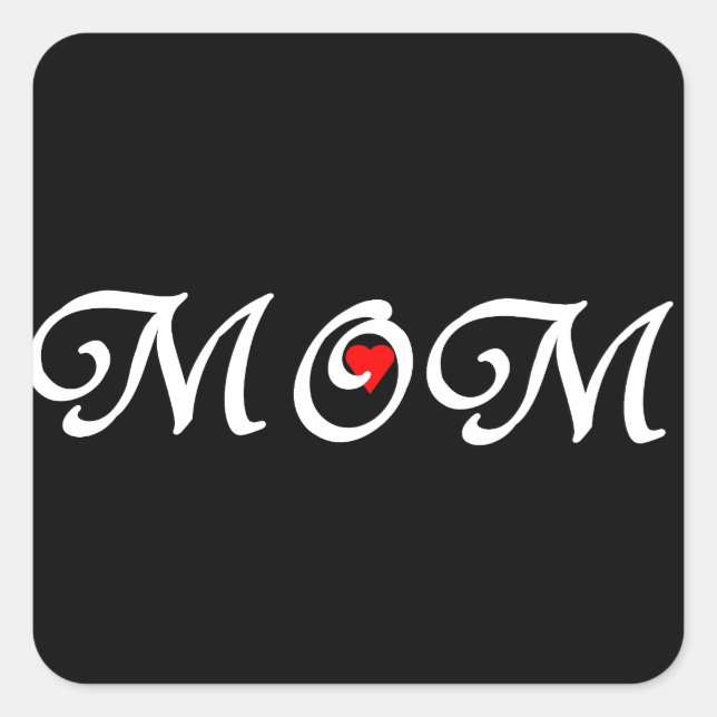 Mum with a red heart square sticker (Front)