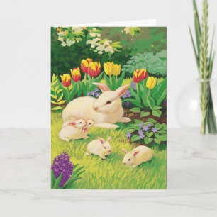 Mum with baby bunnies Easter customisable card