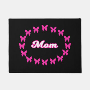 Mum With Cute Pink Butterflies Doormat