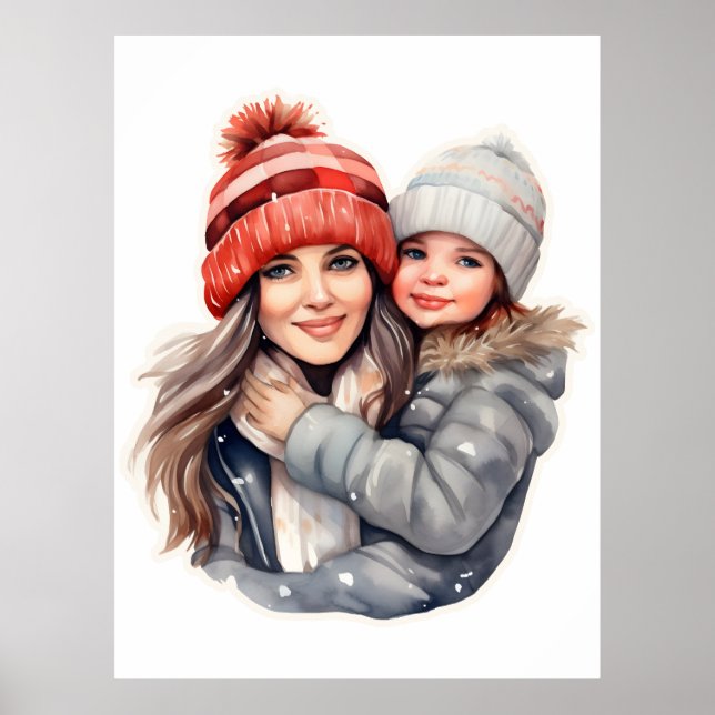 Mum with daughter winter fashion poster (Front)
