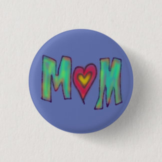 Mum With Heart Hand Drawn Art Blue 3 Cm Round Badge