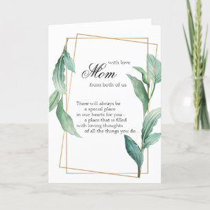Mum with Love Green and Gold Tropical Leaves Card