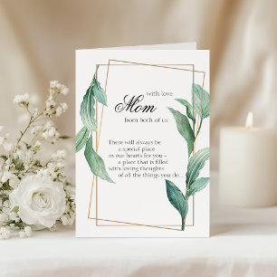 Mum with Love Green and Gold Tropical Leaves Card