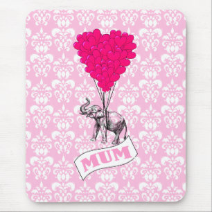 Mum with pink elephant mouse pad